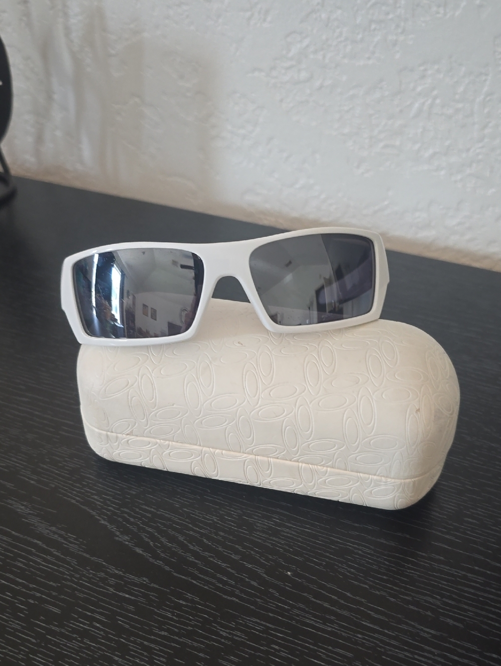Oakley Gascan White Frame Sunglasses with Dark Gray Lenses
